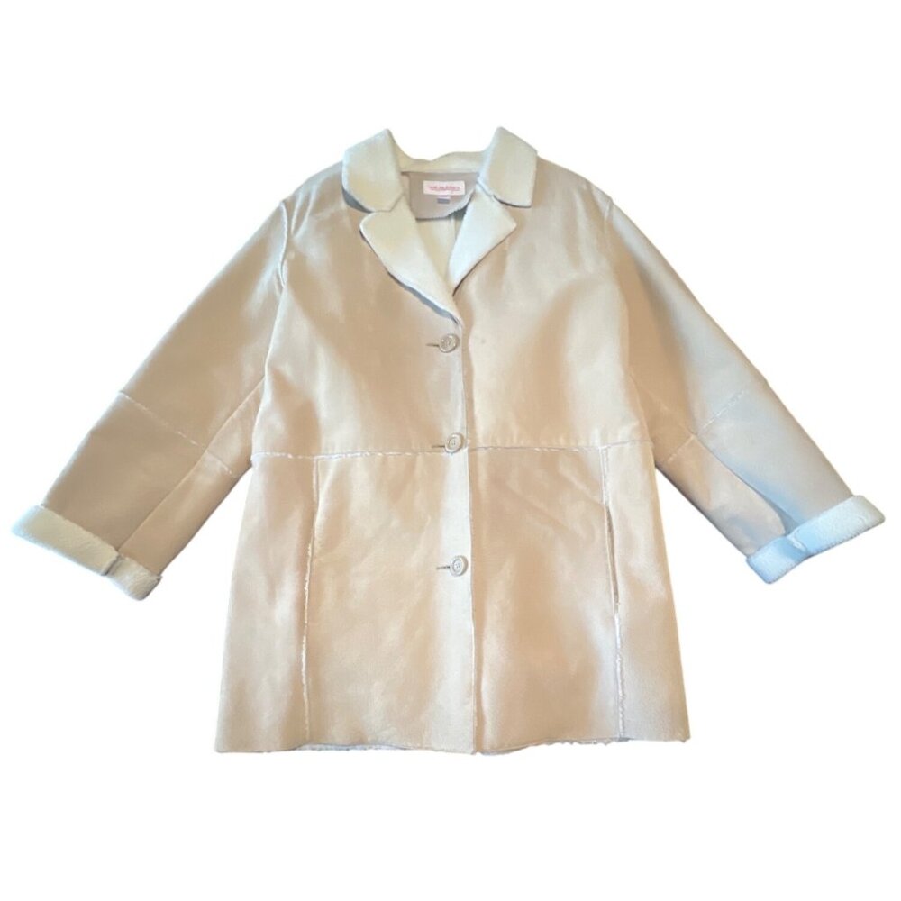 Murano Genuine Leather Beige Coat Faux Shearling Lining‎  Boho Penny Lane Size L
